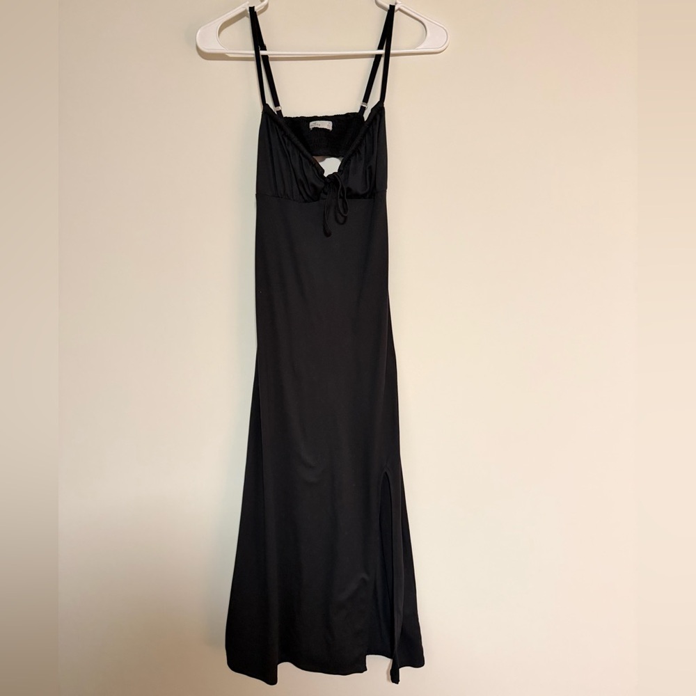 Hollister Black Strappy Backless Maxi Dress with Tie Bust